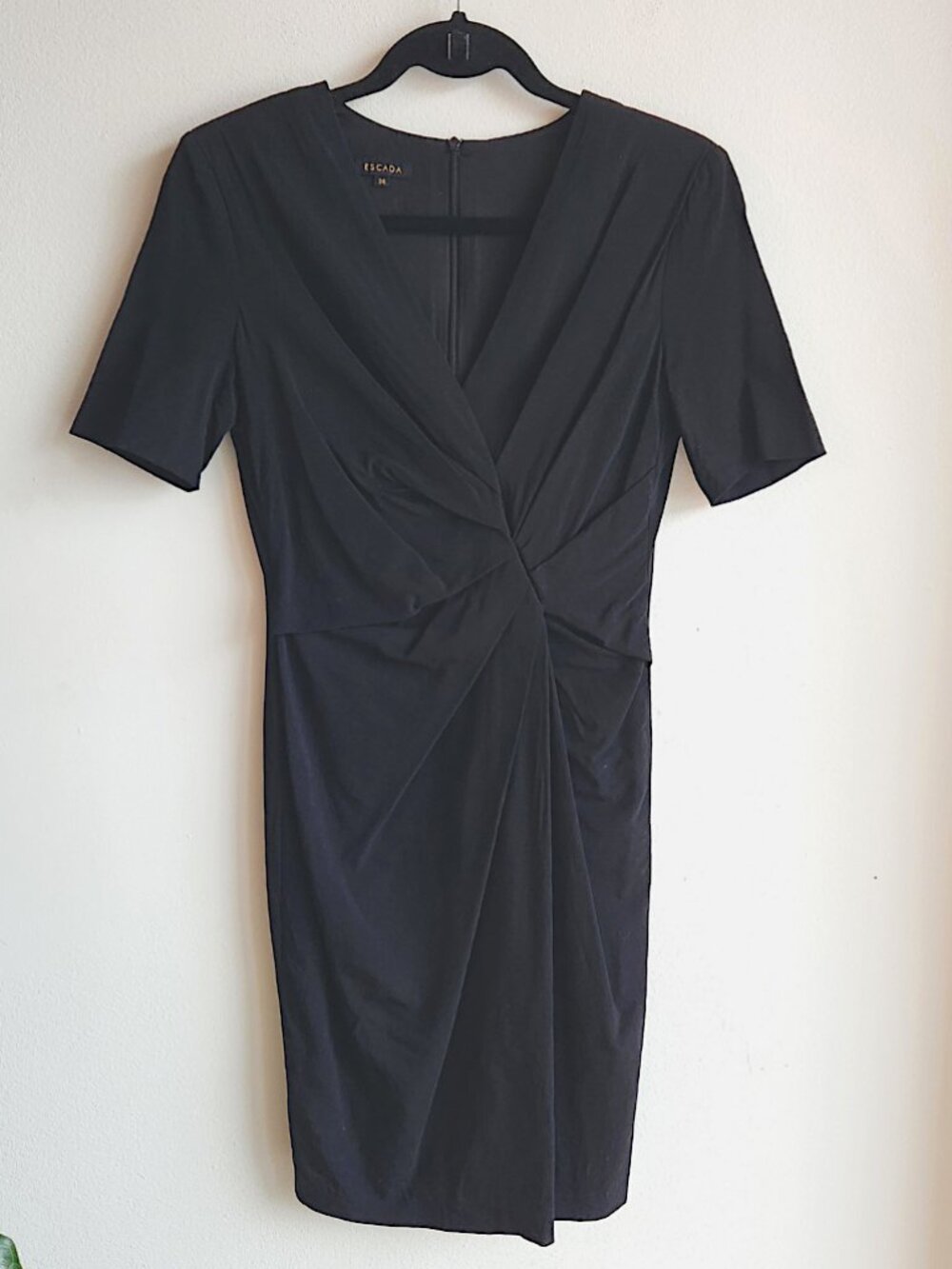 Escada Black Midi Sheath Dress with Ruched Front - US 4 (XS)